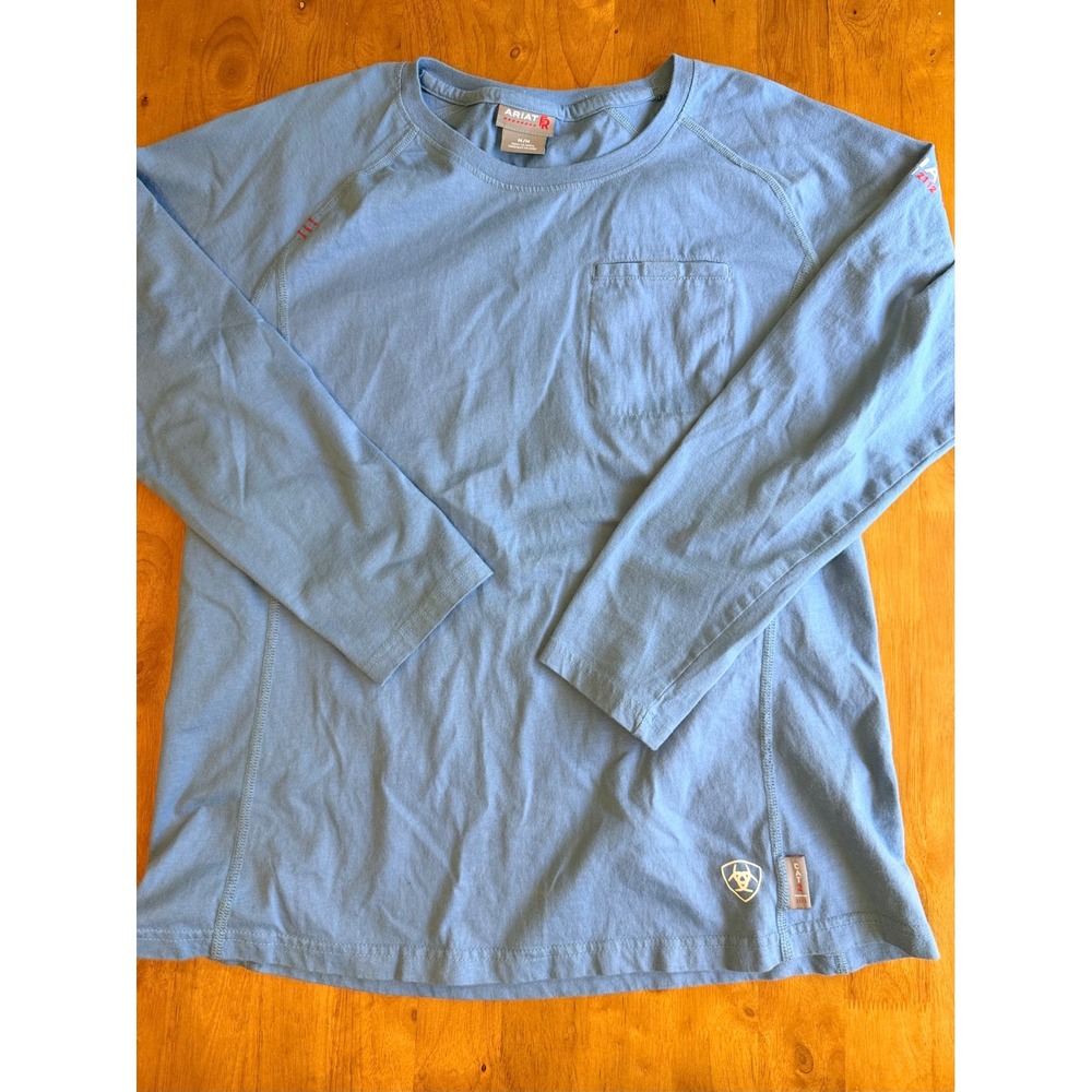 Ariat FR Shirt Womens Medium Blue Flame Resistant Long Sleeve Pocket Tee 590